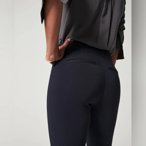 Spanx High Waist Straight Leg Ponte Pants Black Size XS Petite 20254Q Classic